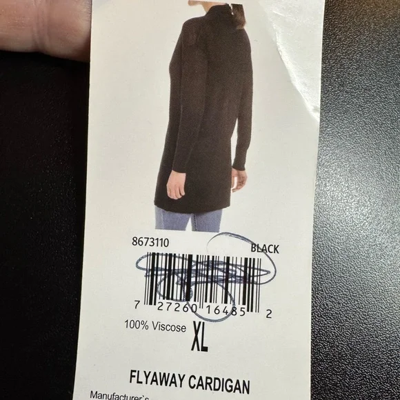 NWT Grace Elements Black/Black Open Front Cardigan Sweater   XLARGE    #I - Picture 3 of 7